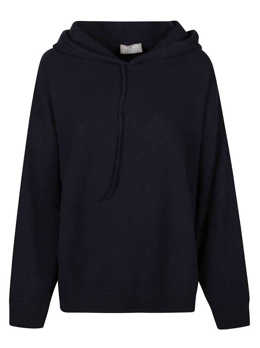 Wlns Cashmere Drawstring Hooded Sweatshirt With Relaxed Fit