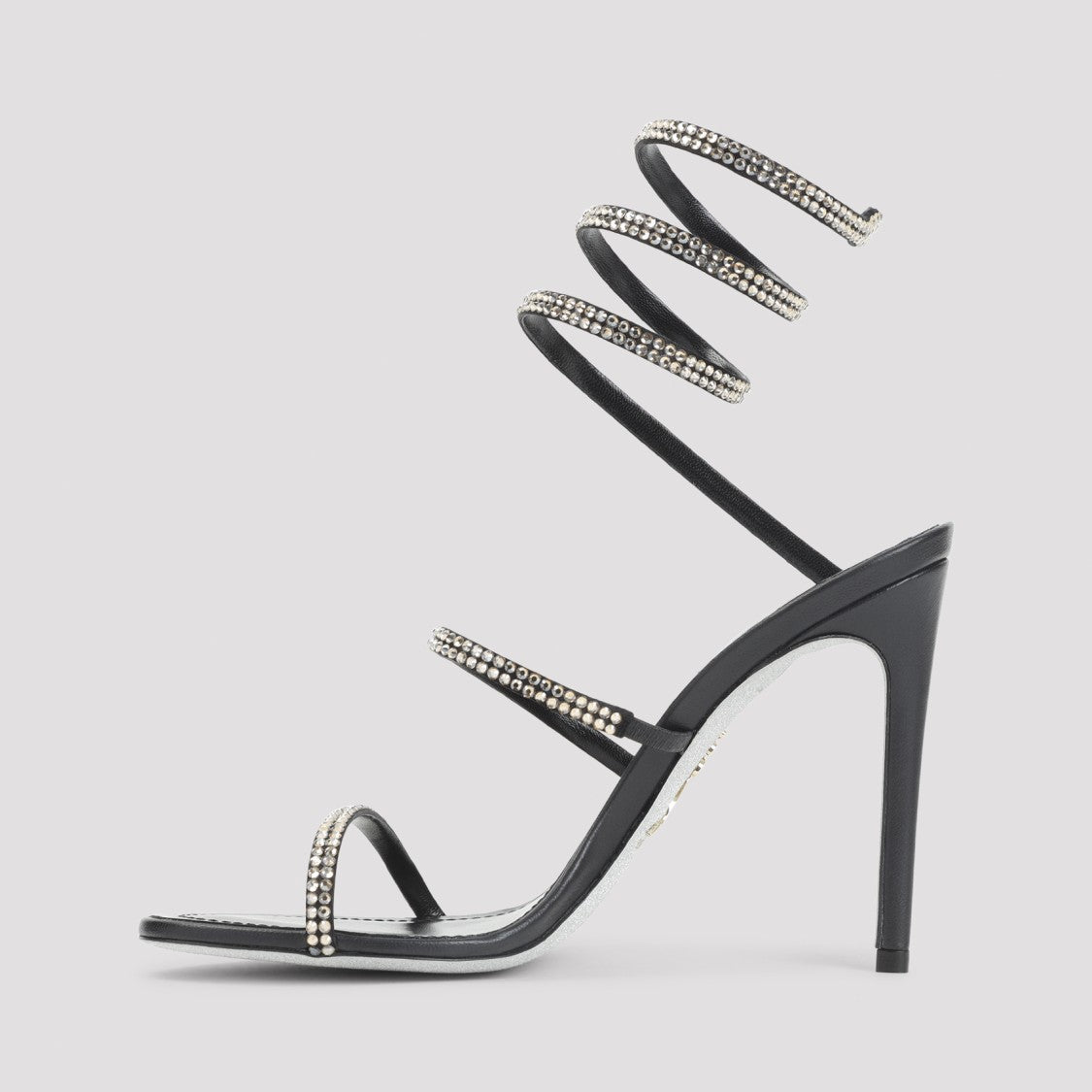 René Caovilla Strappy Black Leather Sandals