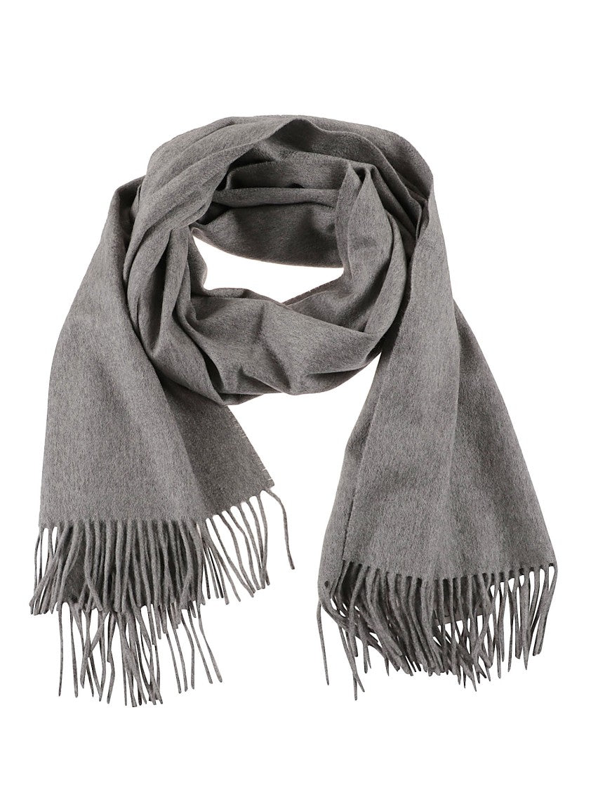 Max Mara Medium-Grey Fringed Scarf With Soft Texture
