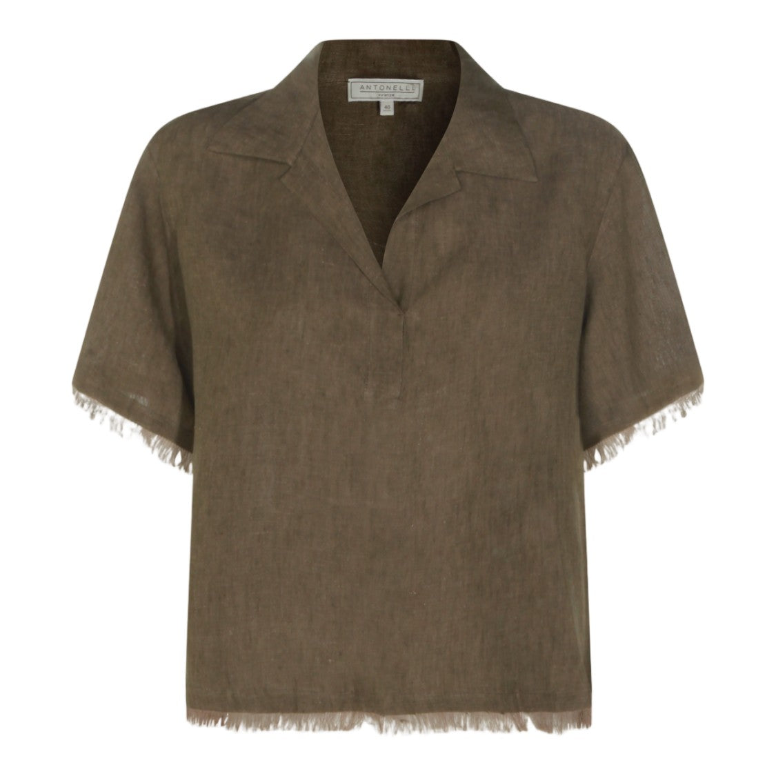 Antonelli Firenze Relaxed Fit Shirt With Notched Collar And Fringe Detailing