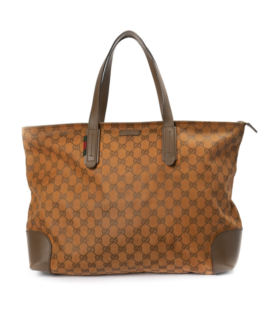 Gucci Orange Gg Supreme Canvas Medium Tote Bag
