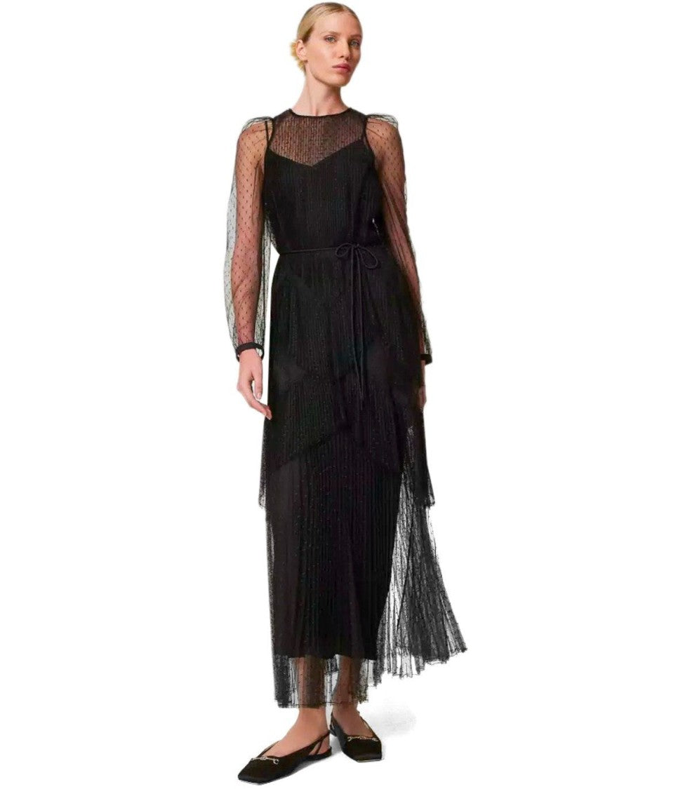 Twin-Set Black Long Pleated Dress