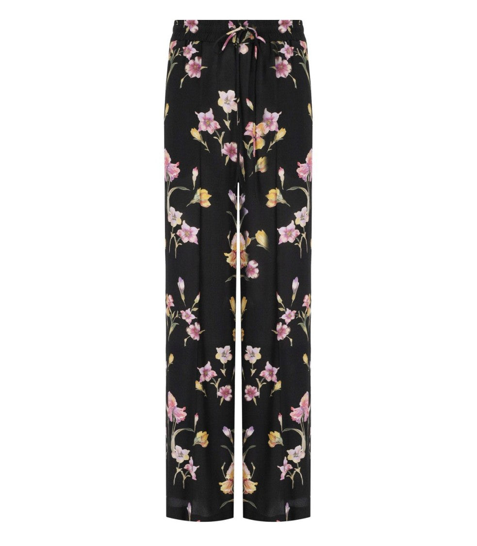 Twin-Set Black Floral Wide Leg Trousers