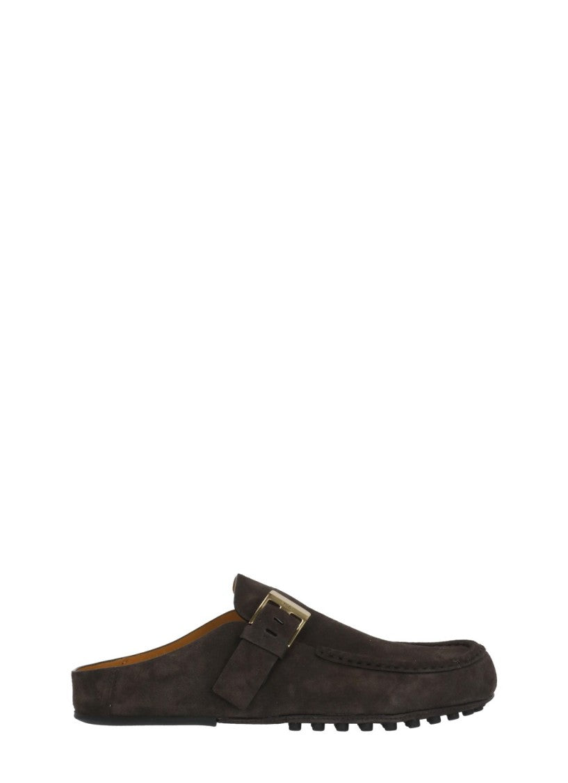 Tod's Brown Strap Buckle Suede Loafers