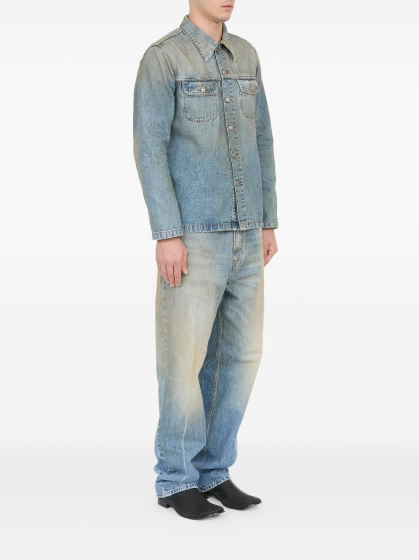 Mm6 By Maison Margiela Blue Faded Denim Buttoned Jacket