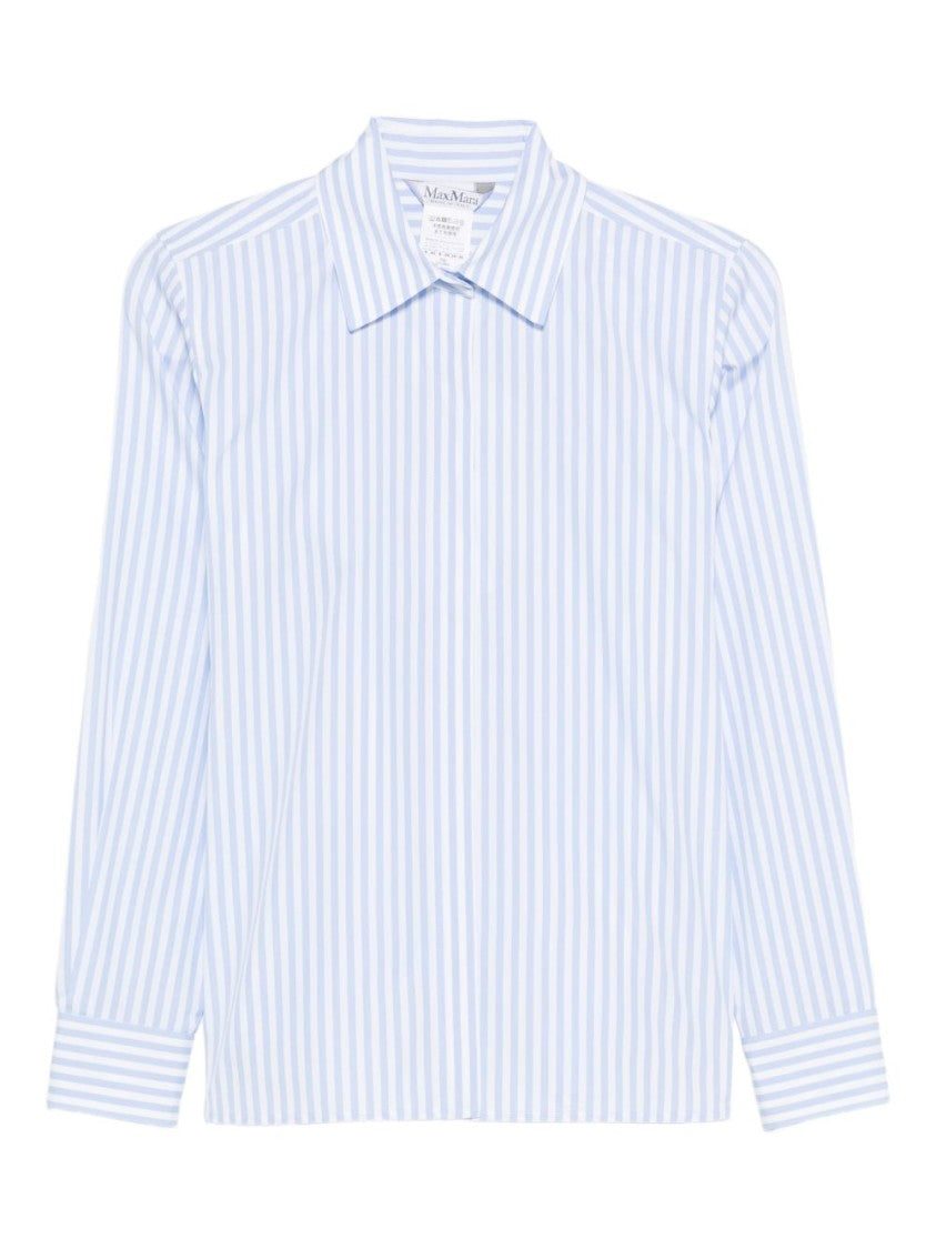 Max Mara Vertical Striped Button-Up Shirt With Pointed Collar