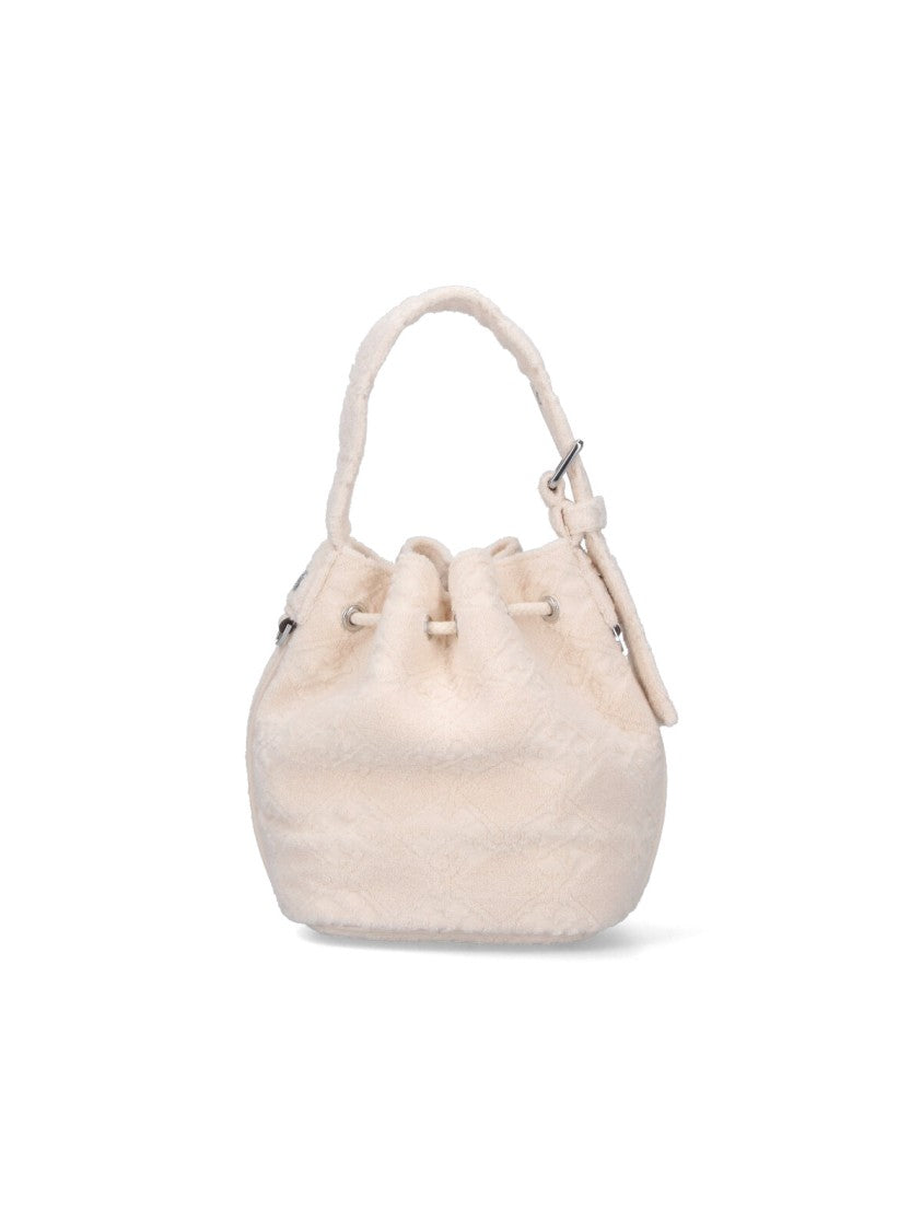 Tory Burch T Monogram Small Bucket Bag – White