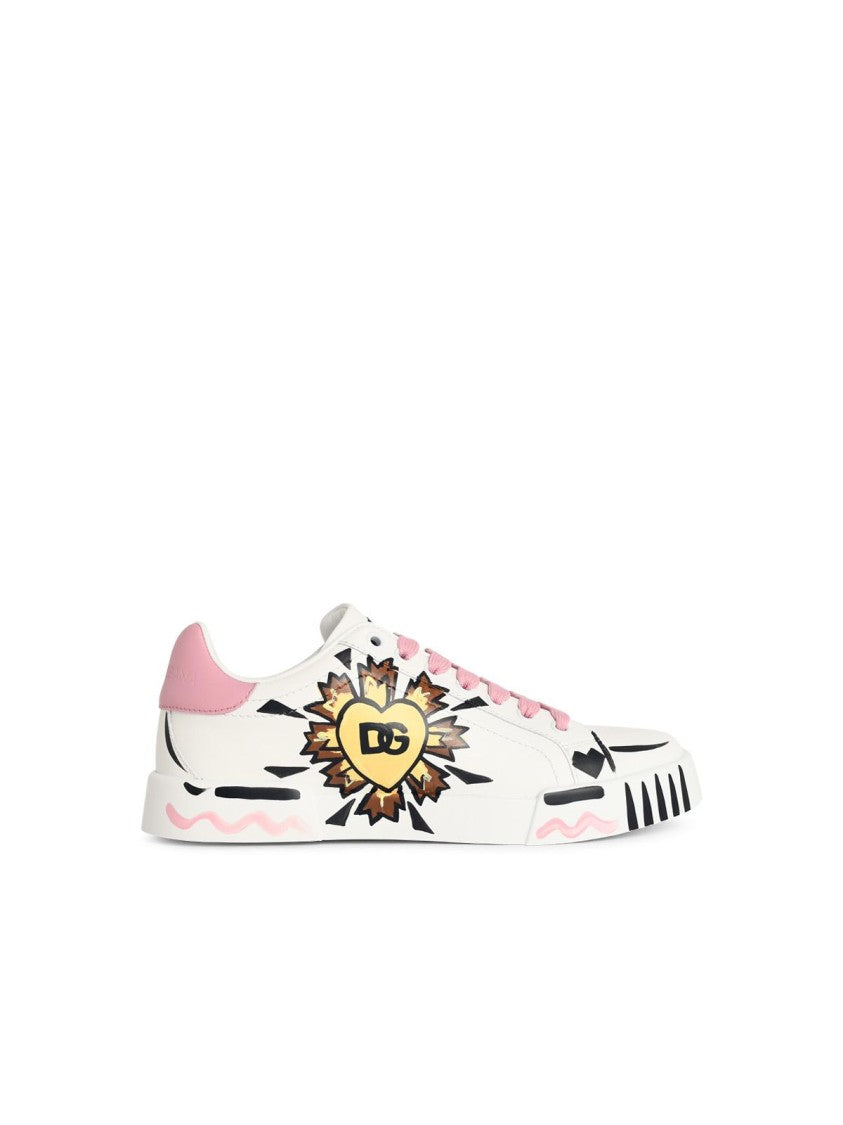 Dolce & Gabbana 'Portofino Light Strobel' White Leather Sneakers