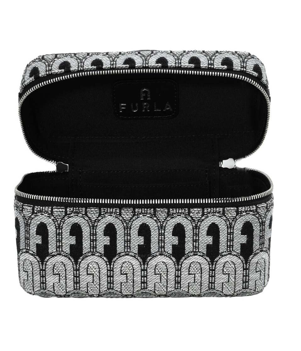 Furla Structured Grey Wallet With Zip Closure