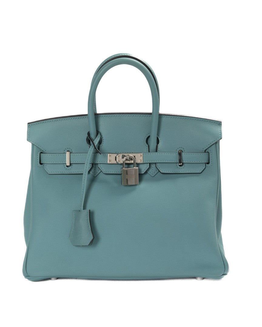 Hermès Sac Birkin 25 Handbag In Swift Blue Atoll