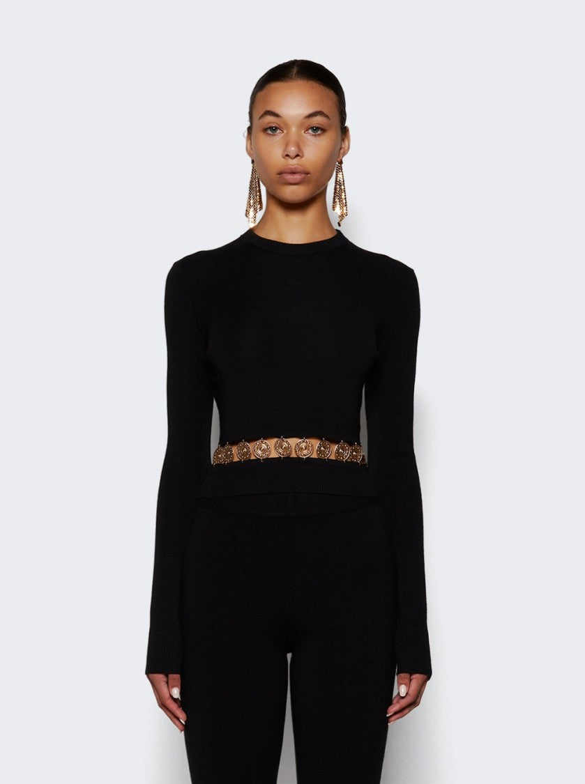 Rabanne Ribbed Knit Cardigan Black