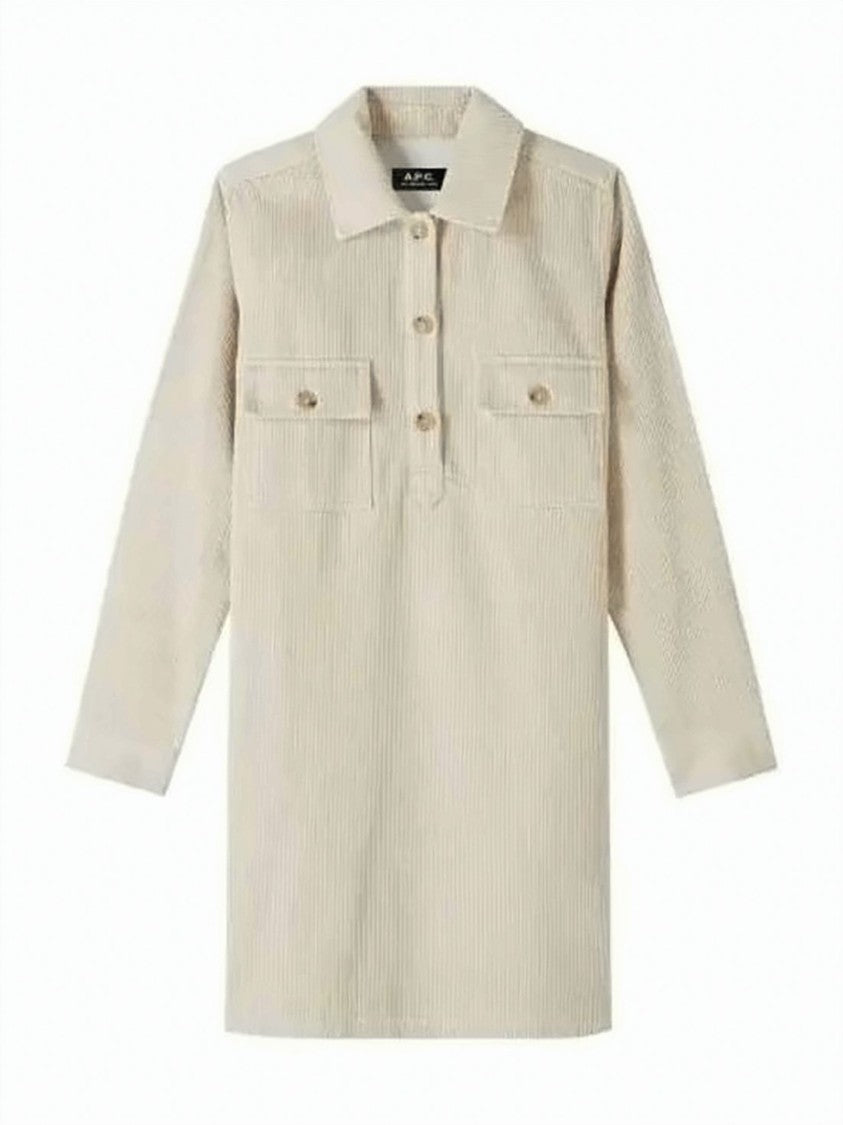 A.P.C. Textured Midi Dress With Classic Collar