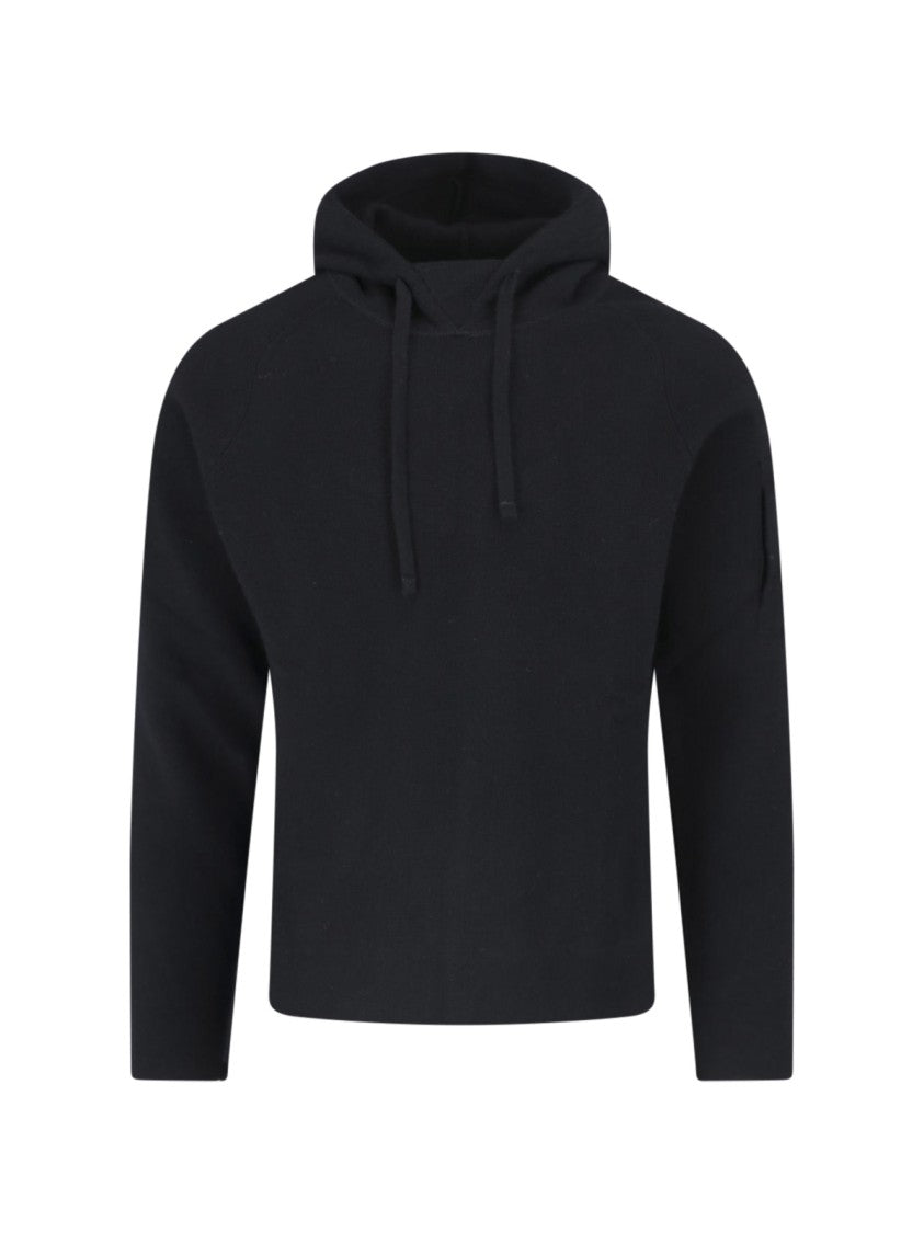 C.P. Company Black Wool-Blend Logo Hoodie