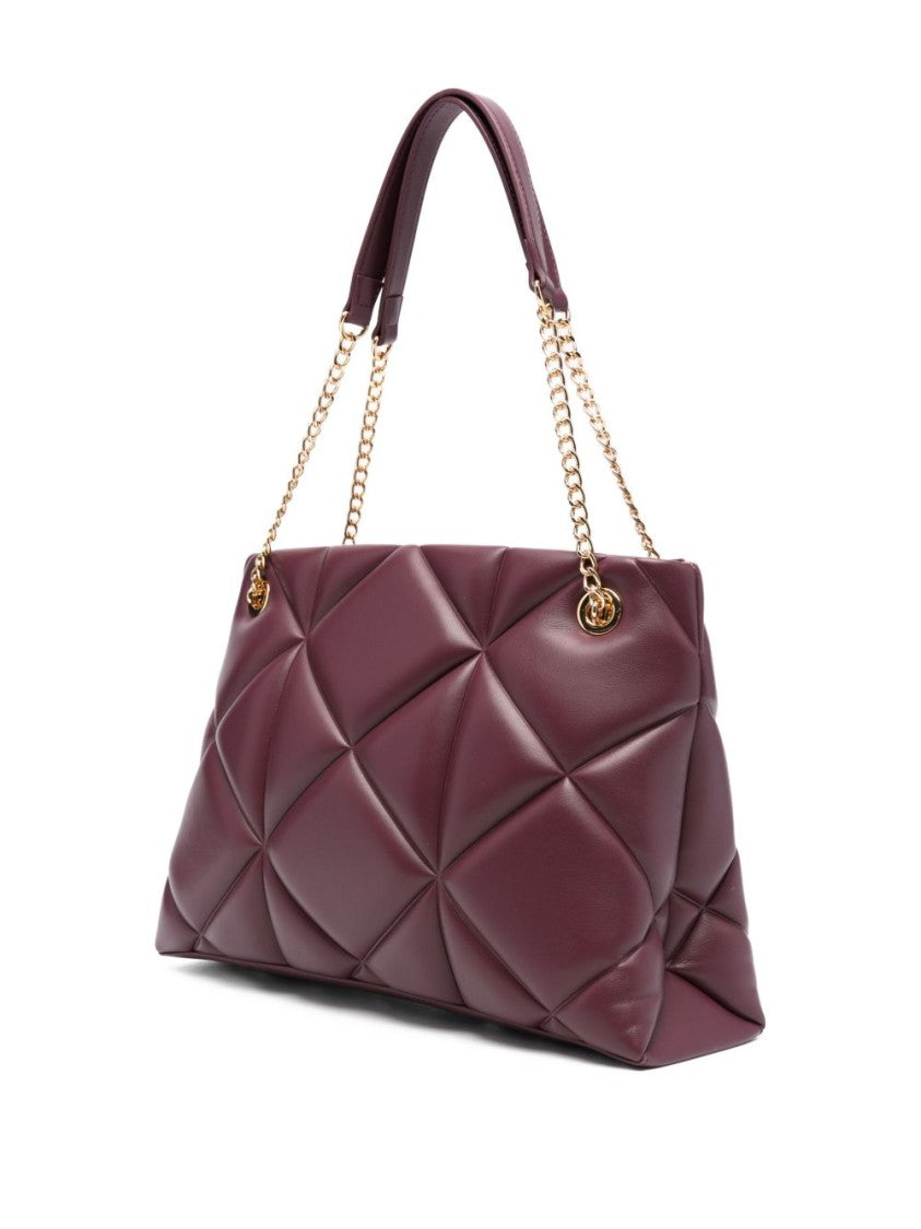 Love Moschino Quilted Bordeaux Shoulder Bag With Gold Plaque