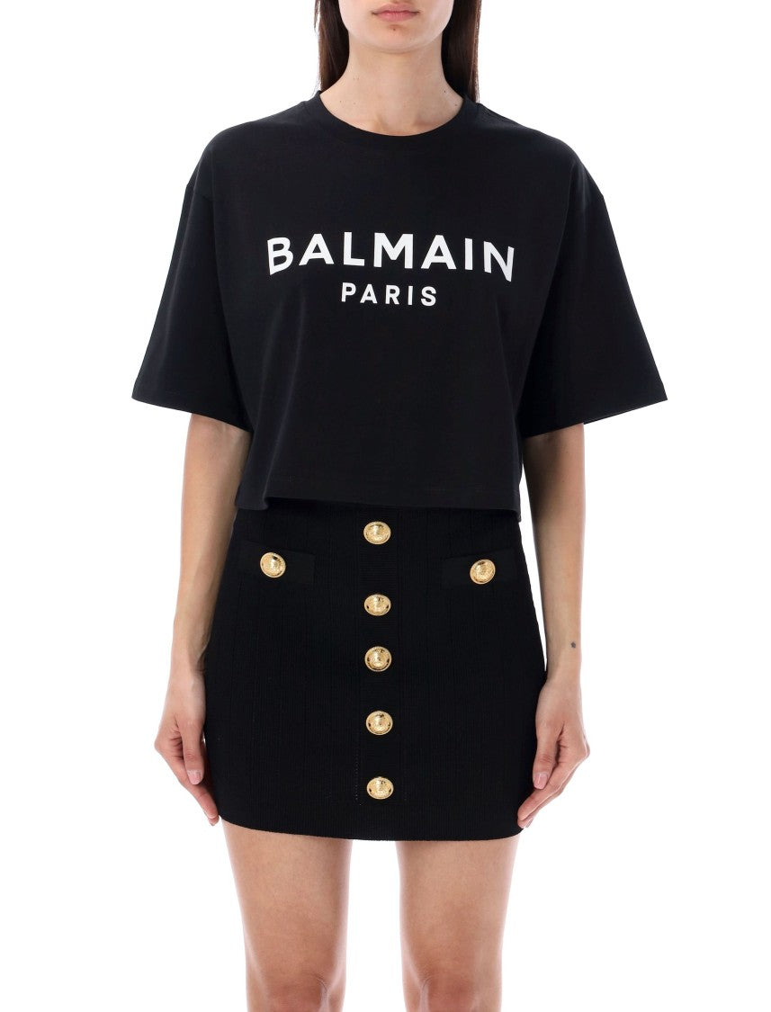 Balmain Cropped Logo Tee