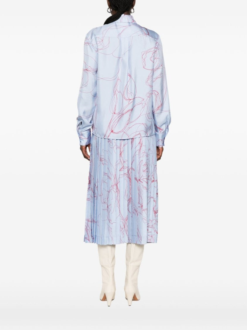 Fabiana Filippi Light Blue Silk Abstract Floral Shirt