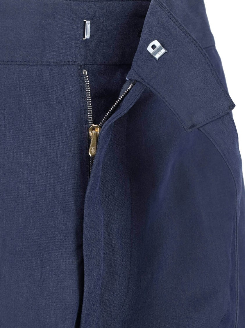 Paul Smith Blue Straight-Leg Cotton Lyocell Pants