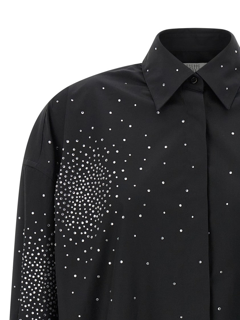 Giuseppe Di Morabito Oversized Cotton Poplin Shirt With Rhinestone Appliqué