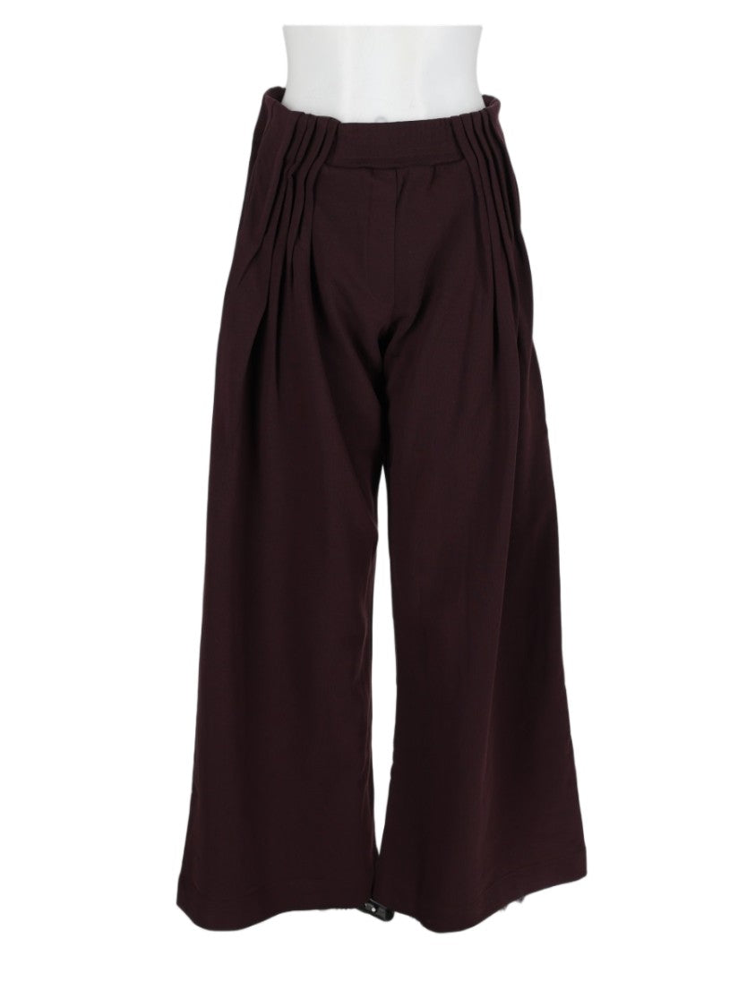 Dries Van Noten Bordeaux Pleated High-Waisted Wide-Leg Pants