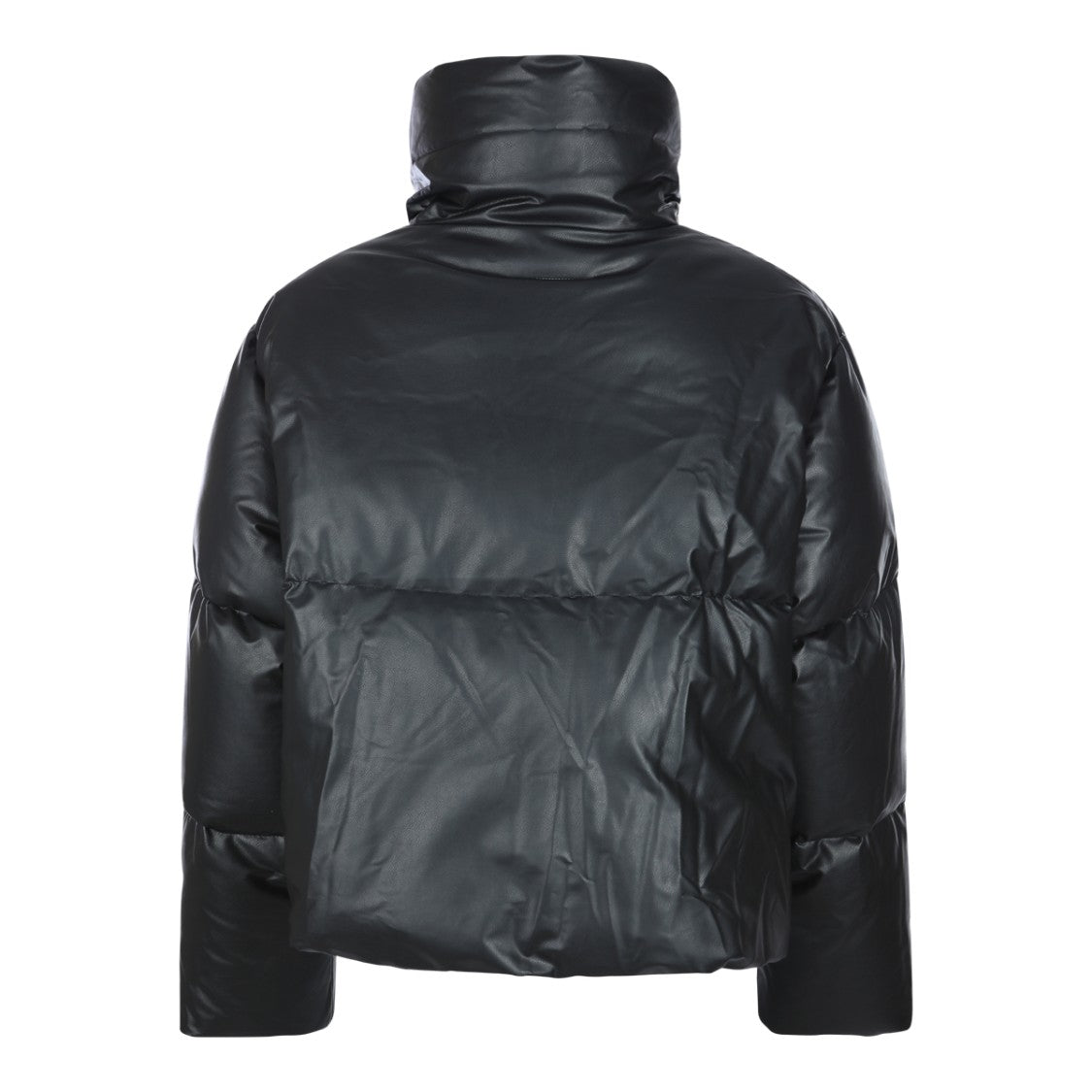 Mm6 By Maison Margiela Quilted Black Viscose Down Jacket With High Collar And Side Pockets