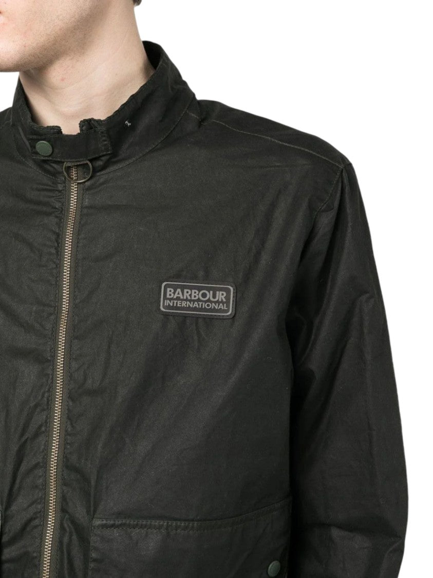 Barbour High-Collar Black Jacket With Front Zipper
