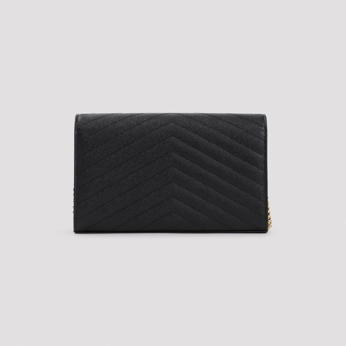 Saint Laurent Black Matelasse Grained Calf Leather Chain Wallet