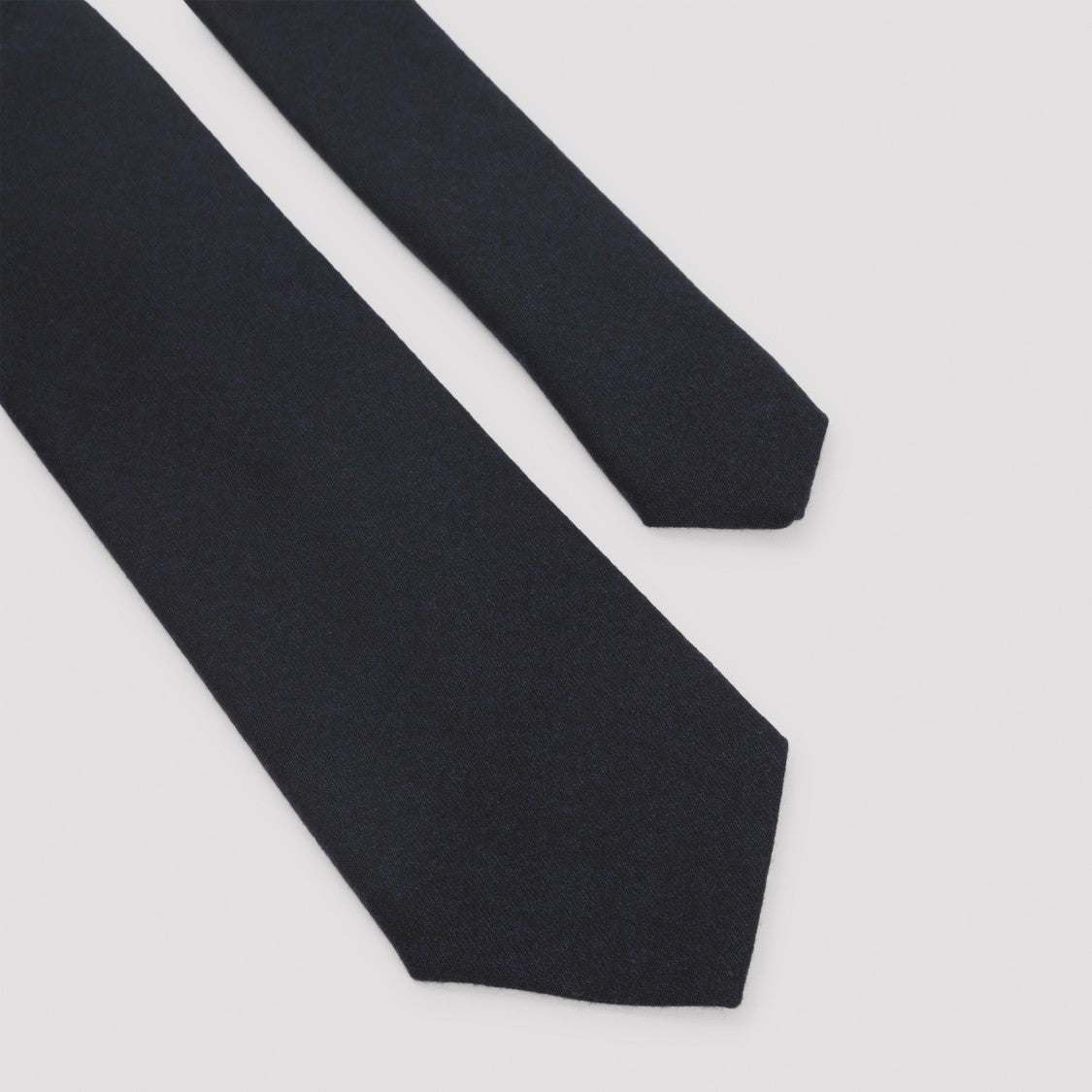 Canali Black 100% Wool Tie With Subtle Weave Detail