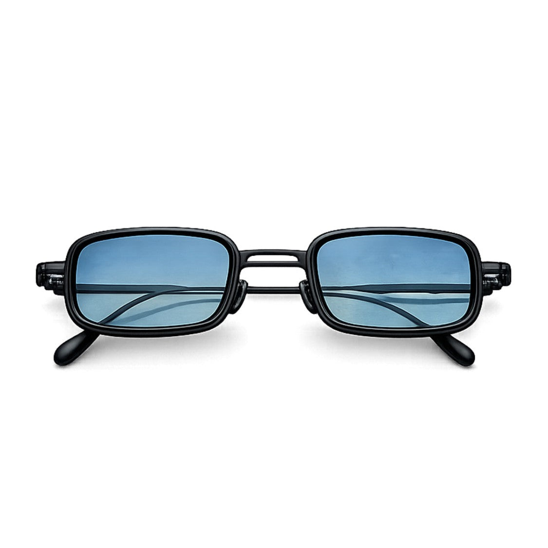 Capote Eyewear Cc144 Narrow Rectangular Titanium Double Bridge Sunglasses