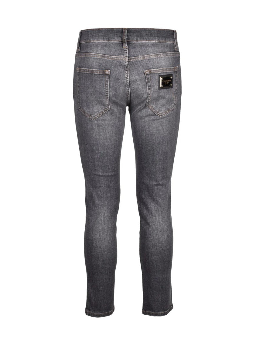 Dolce & Gabbana Grey Faded Slim-Fit Stretch Cotton Jeans