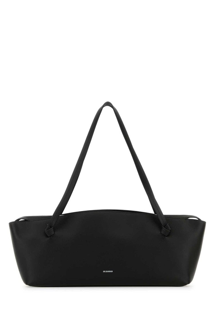 Jil Sander Black Leather Knot Shoulder Bag
