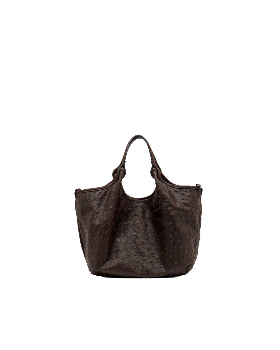 Gianni Chiarini Ostrich-Embossed Leather Shoulder Bag With Dual Handles