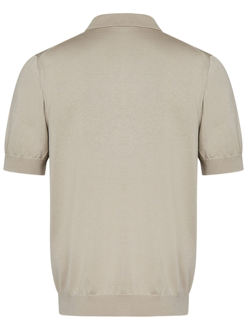 Jacob Cohen Tone-On-Tone Embroidered Polo In Soft Beige Cotton