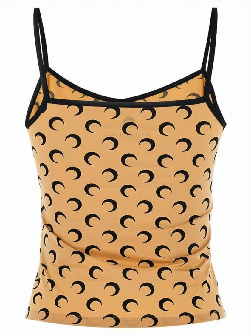 Marine Serre Fitted Jersey Tank Top With Moon Print