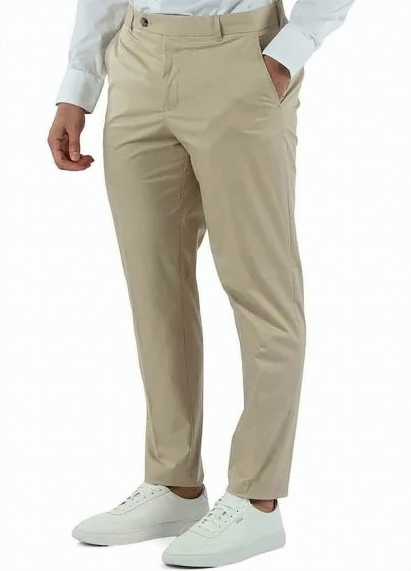 Boss Beige Concealed Slim Fit Trousers