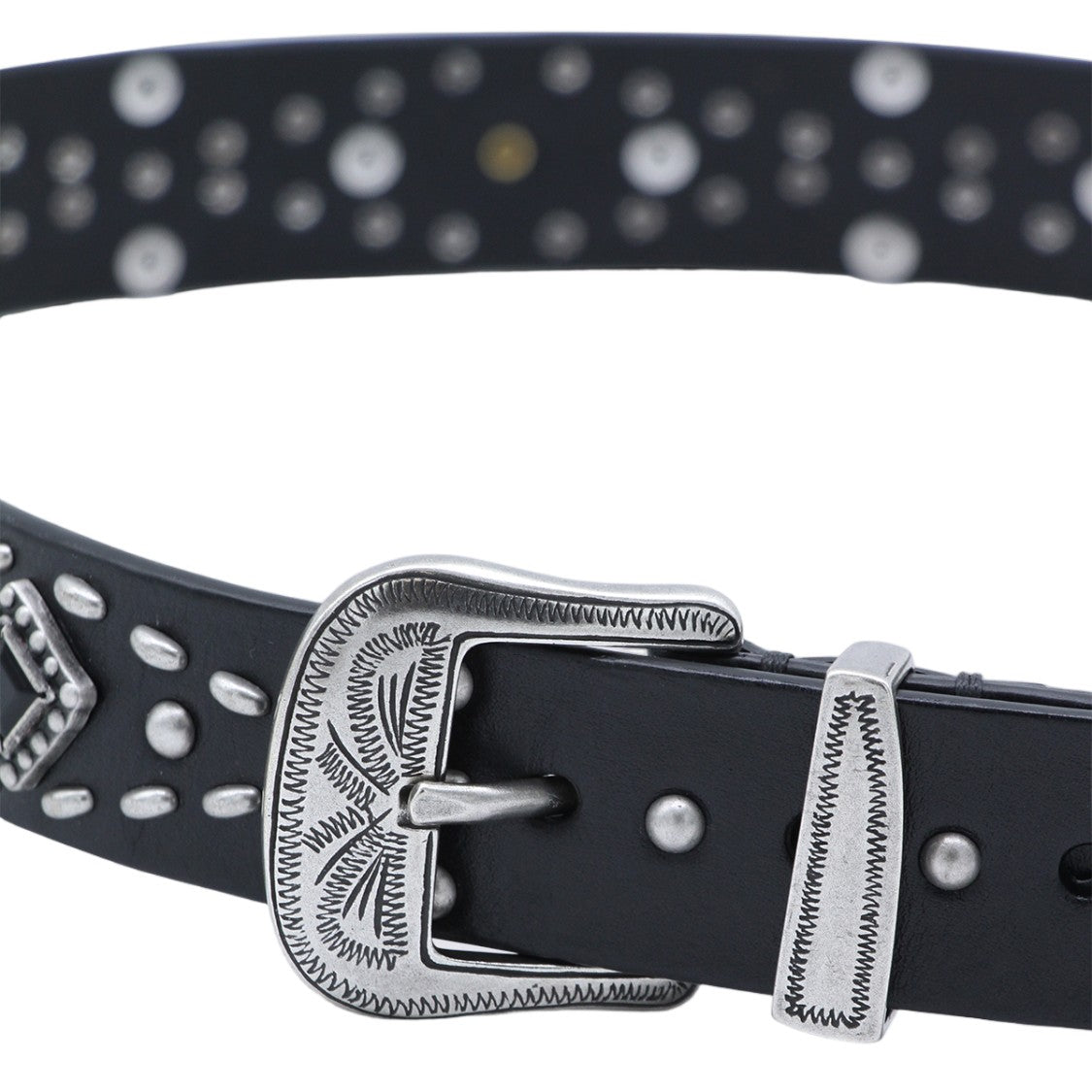 Golden Goose Studded Vintage Silver Leather Belt