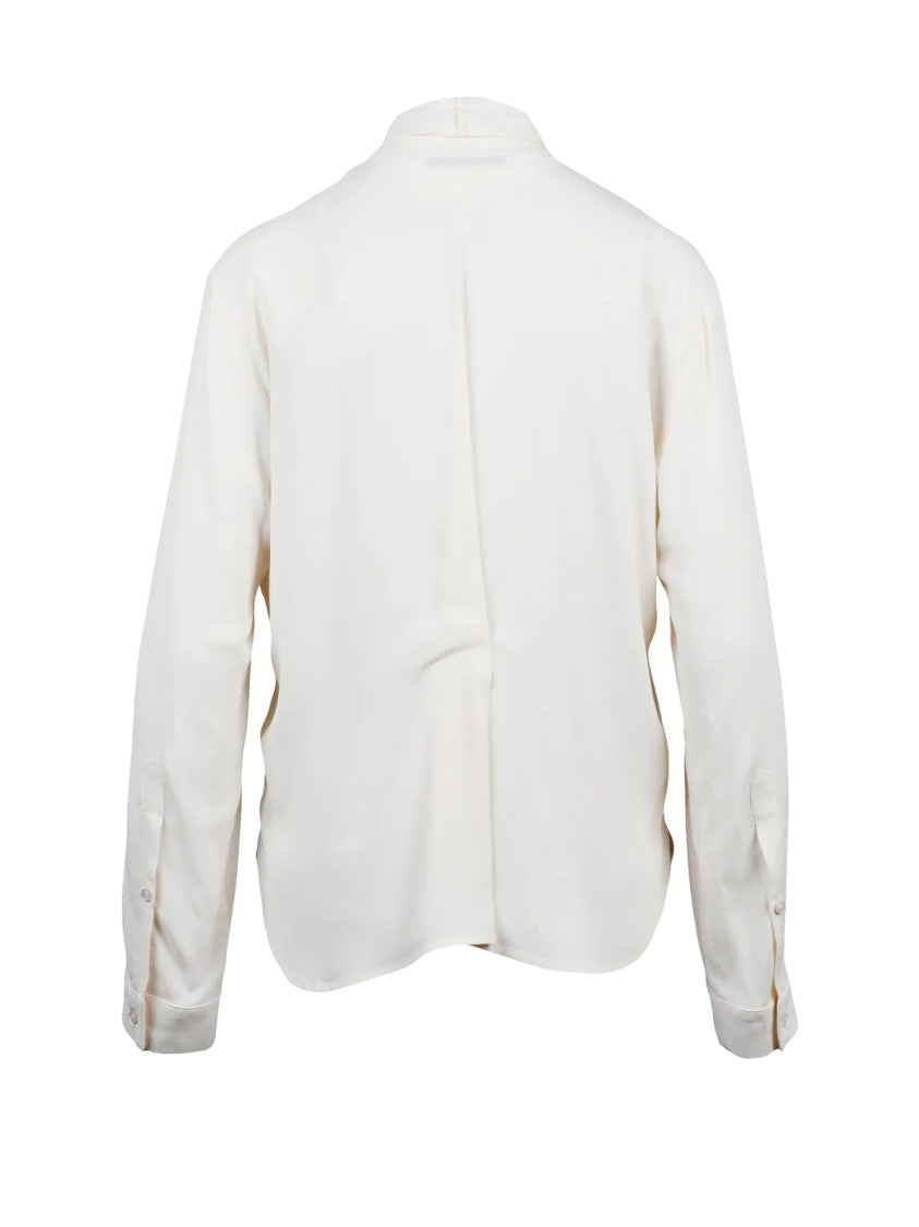Seventy White Chiffon Tie-Neck Silk-Blend Blouse