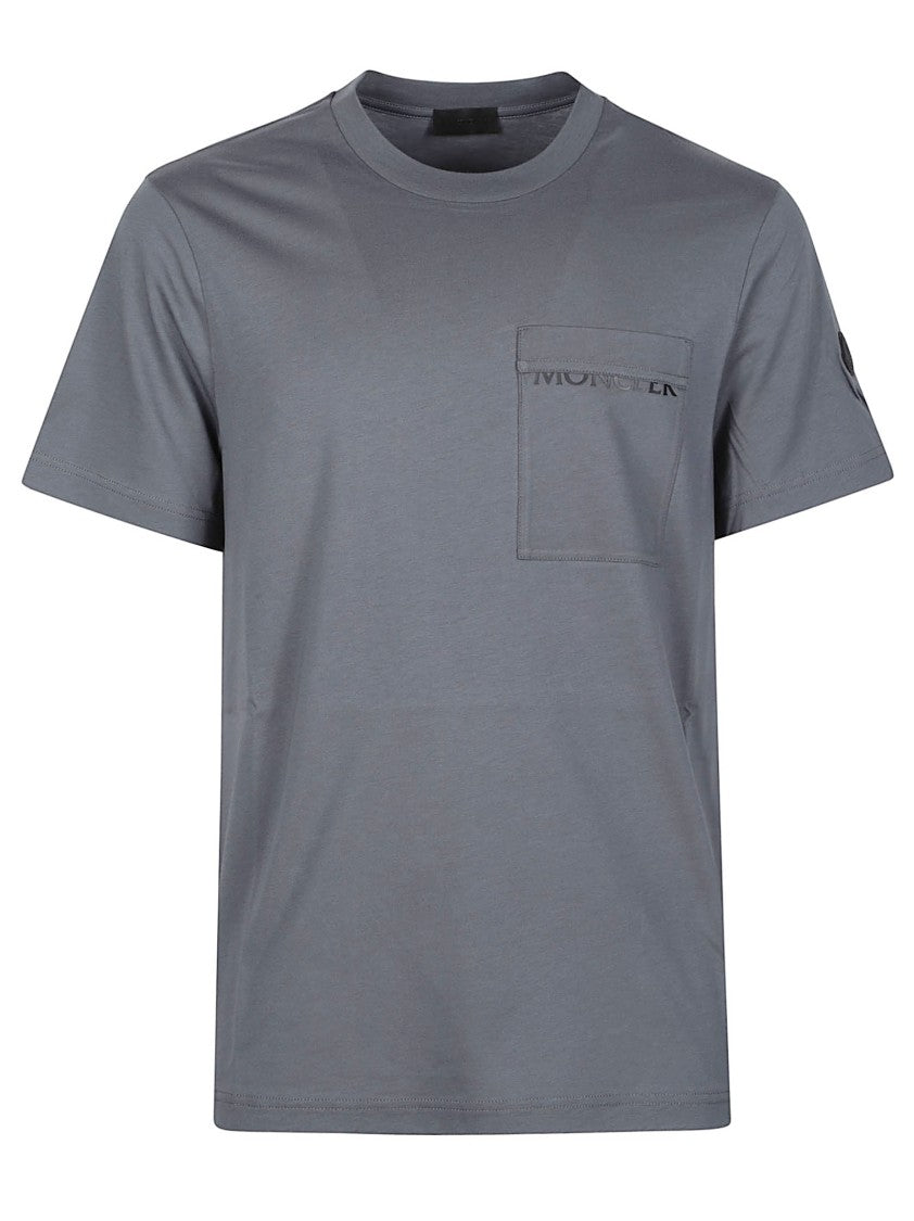 Moncler Grey Logo Chest Pocket Cotton T-Shirt