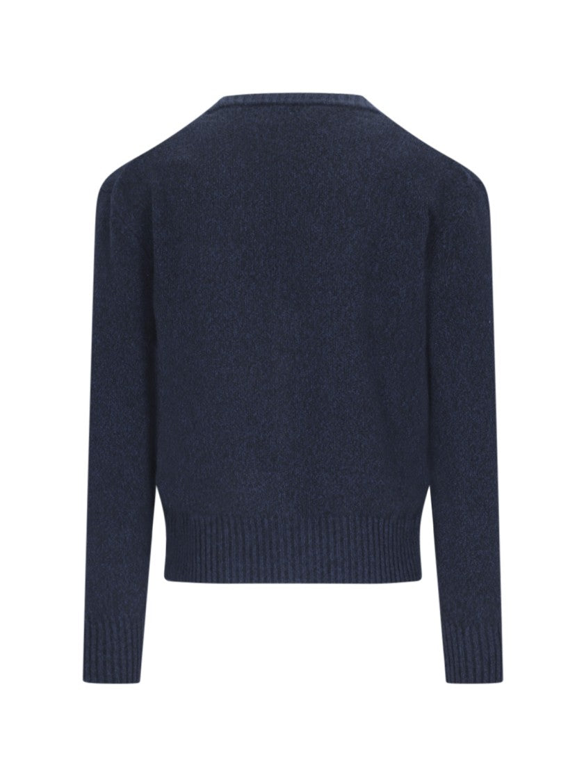 Ami Paris Classic Blue Cashmere V-Neck Cardigan