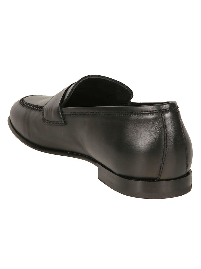 Baldinini Black Nappa Leather Penny Loafers