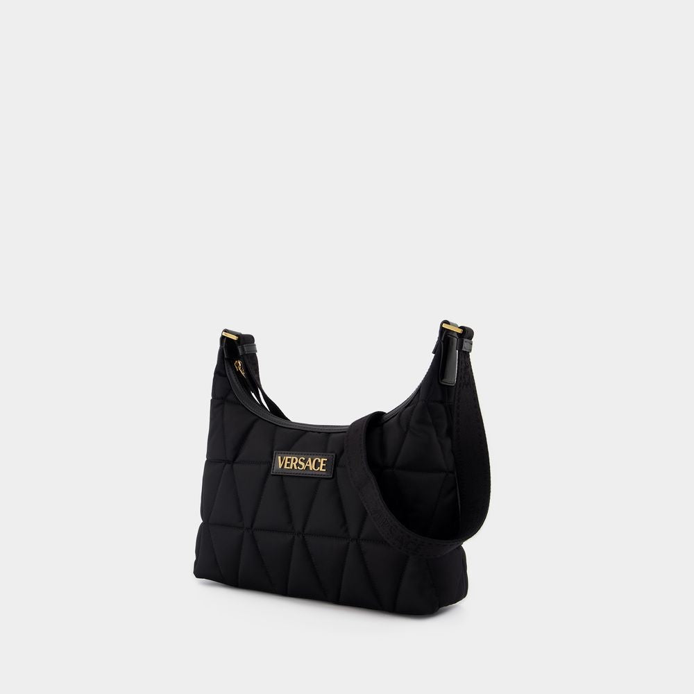 Versace Hobo Shoulder Bag - Nylon - Black