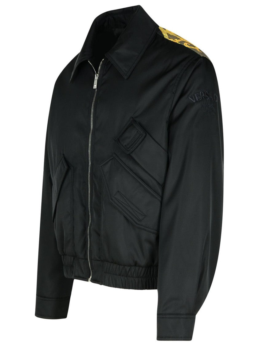 Versace Bomber Jacket In Black Polyamide