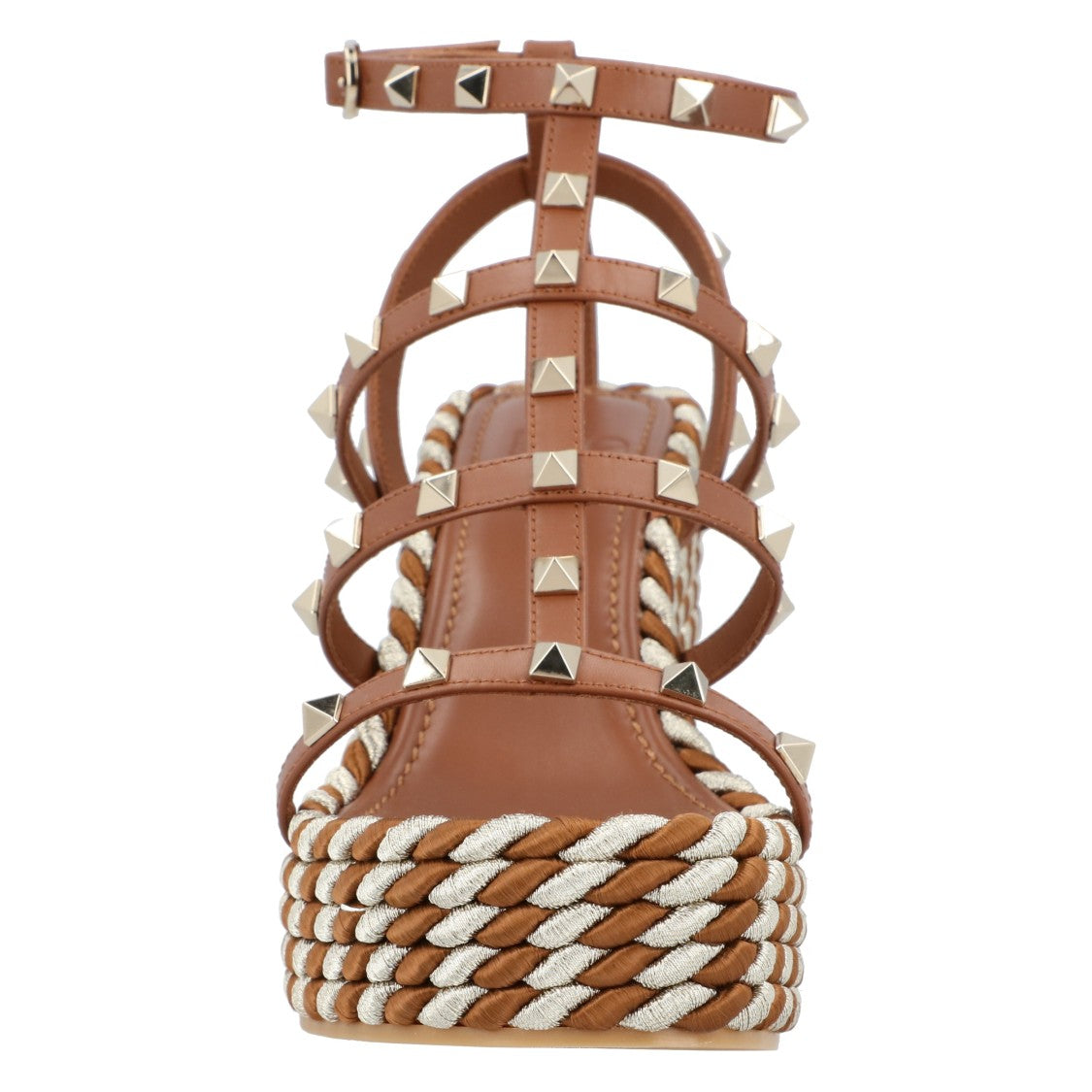 Valentino Rockstud Calfskin Wedges With Straps