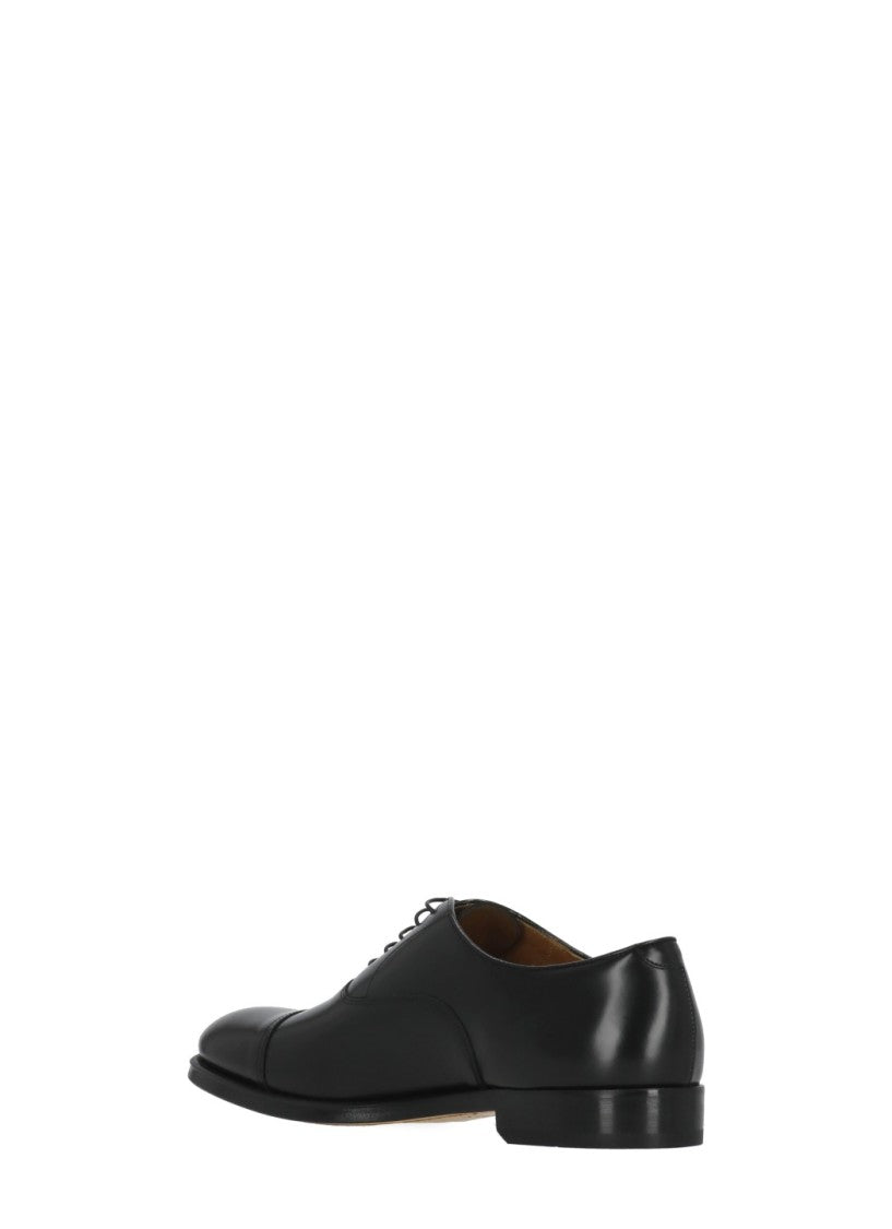 Doucal's Black Smooth Leather Lace-Up Shoes