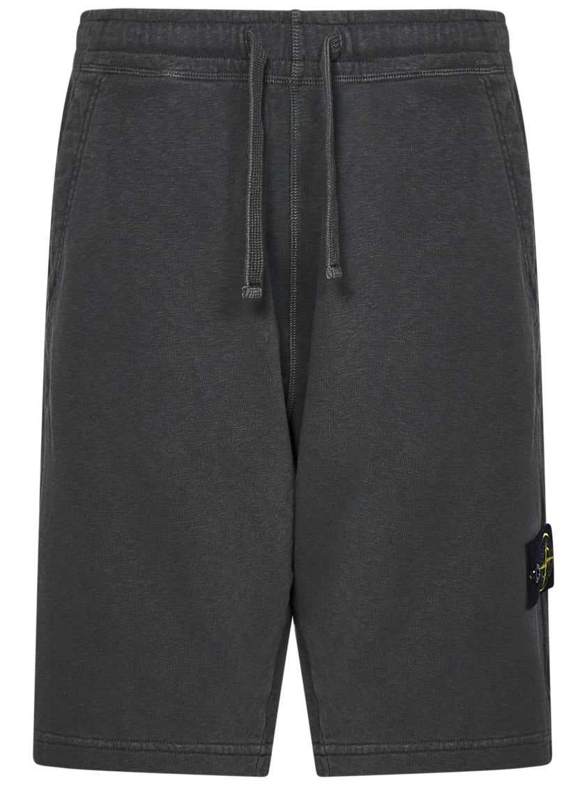 Stone Island Relaxed Fit Grey Malfilé Cotton Fleece Shorts