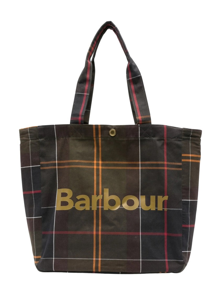 Barbour Spacious Tartan Plaid Tote Bag With Contrasting Logo Print