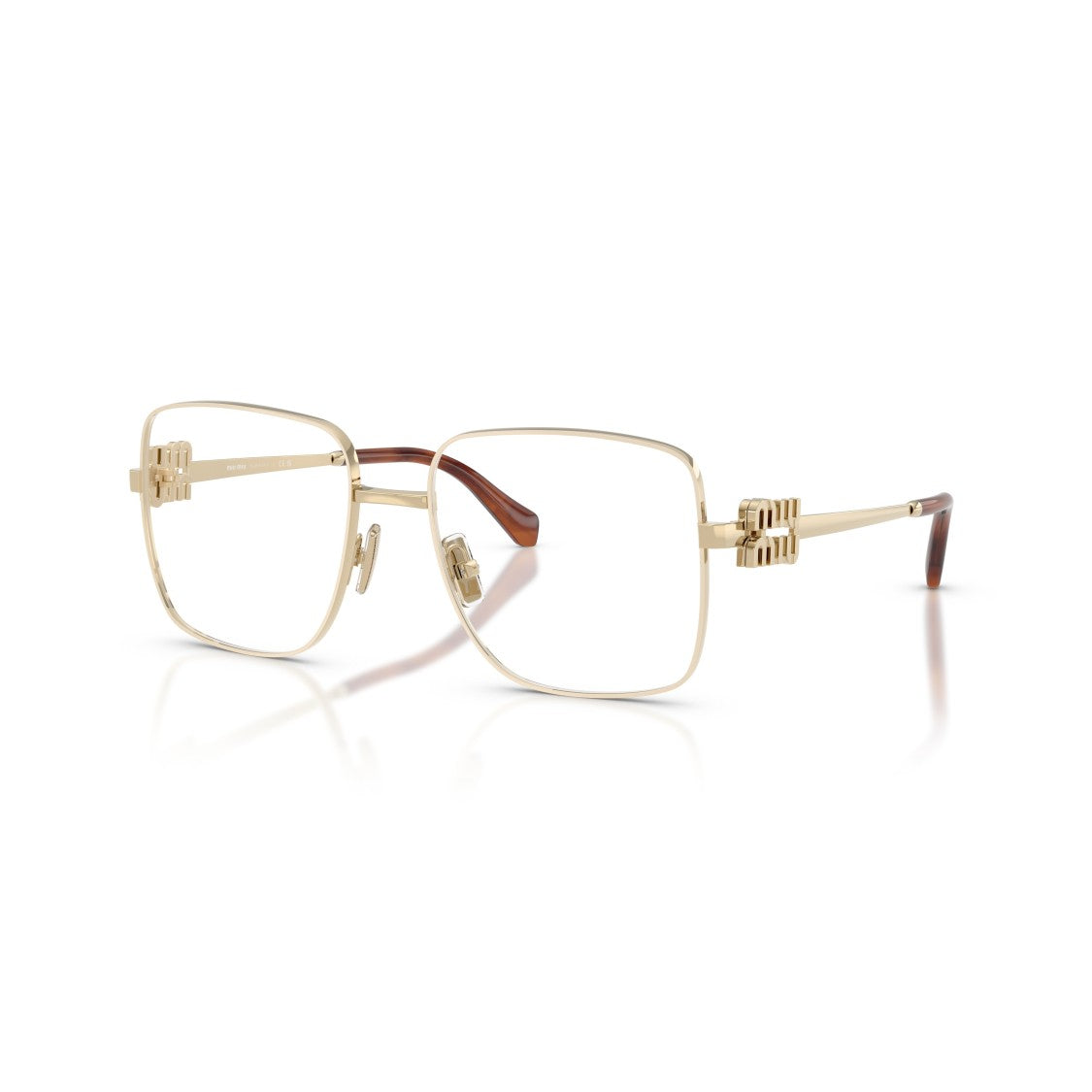 Miu Miu 0Mu 51Xv Square-Shaped Gold-Finish Metal Eyeglasses