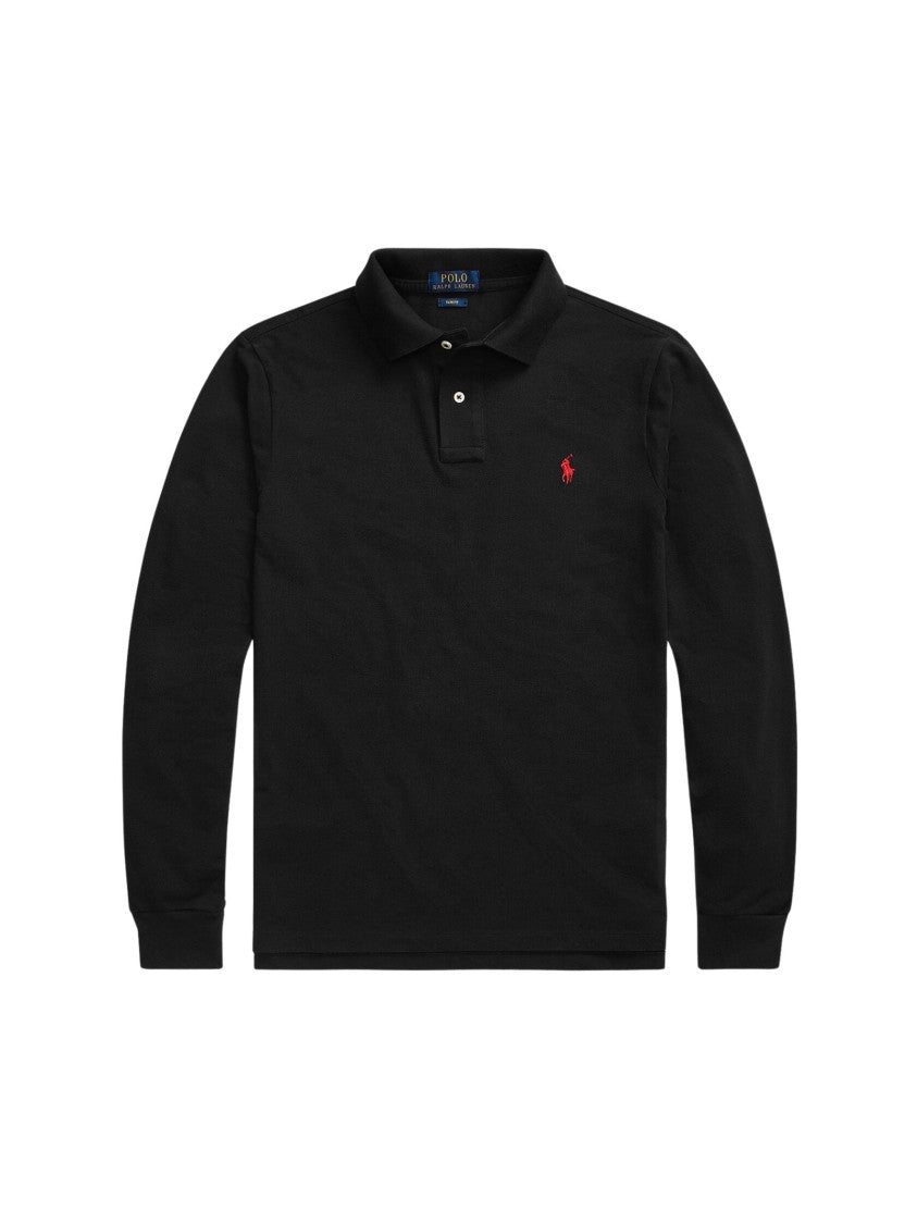 Polo Ralph Lauren Long-Sleeve Black Cotton Polo With Embroidered Logo
