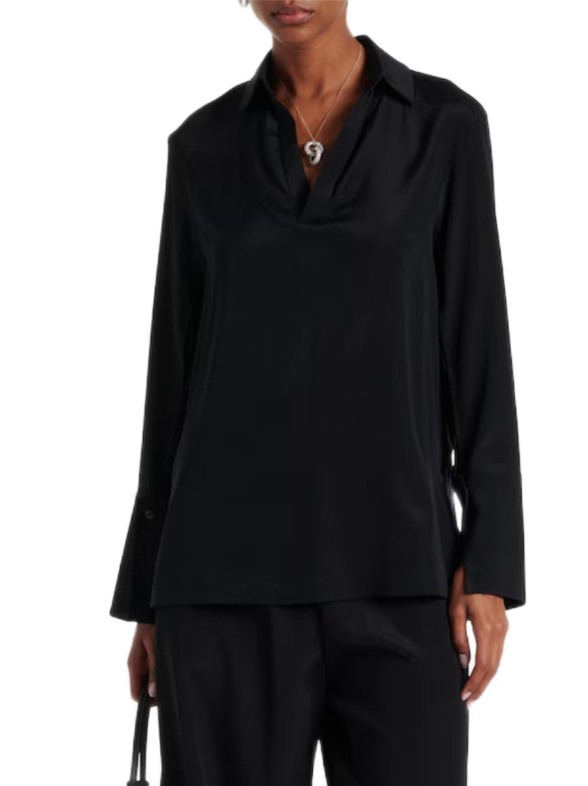 Max Mara Cut-Out Detail Black Silk Shirt