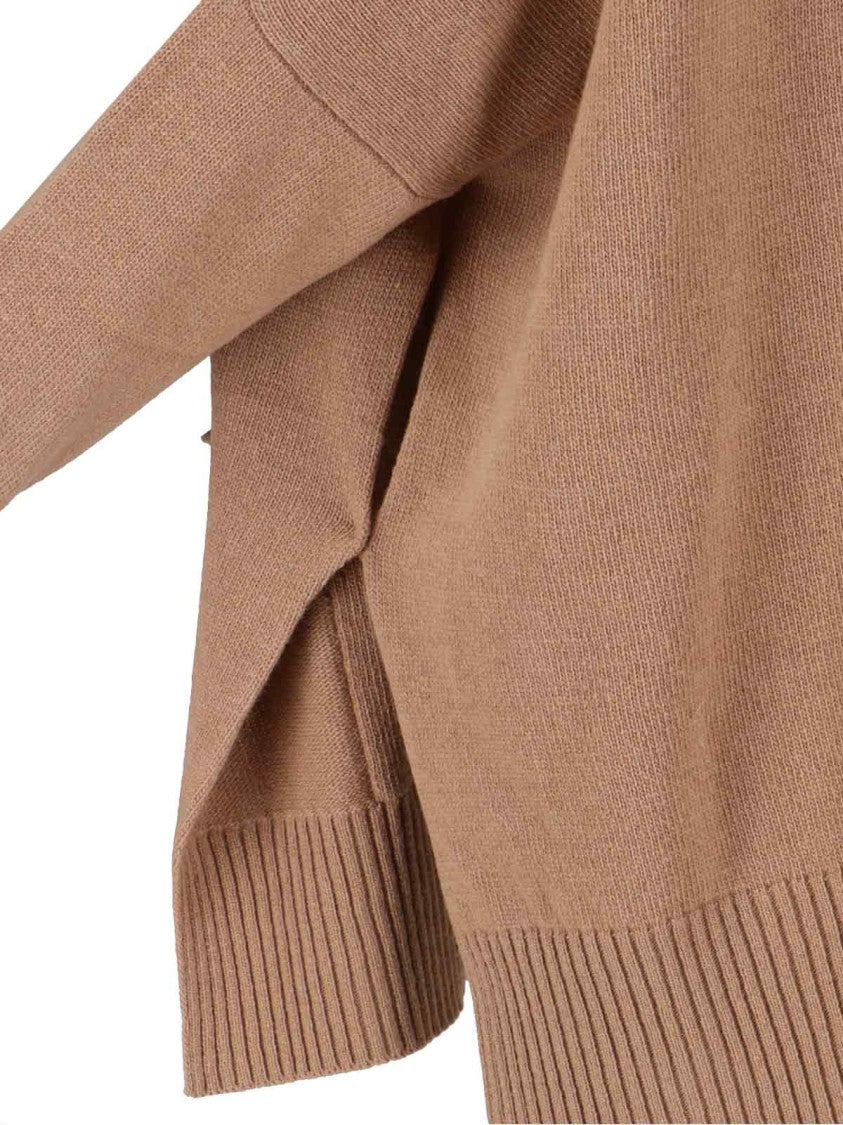 Ma'ry'ya High Turtleneck Knit Sweater With Side Slits