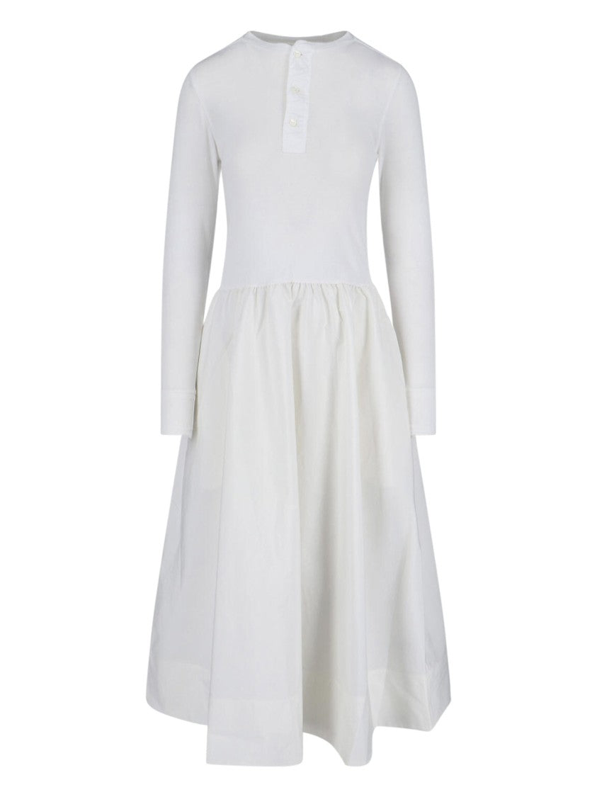Polo Ralph Lauren White Serafino Gathered Cotton Dress
